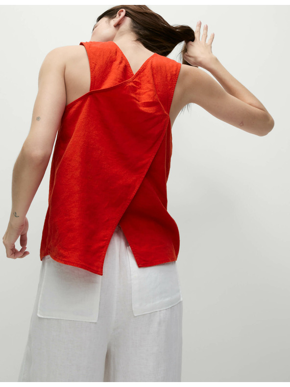 Marks & Spencer Топ с кръстосване отзад и висок процент лен Marks & Spencer