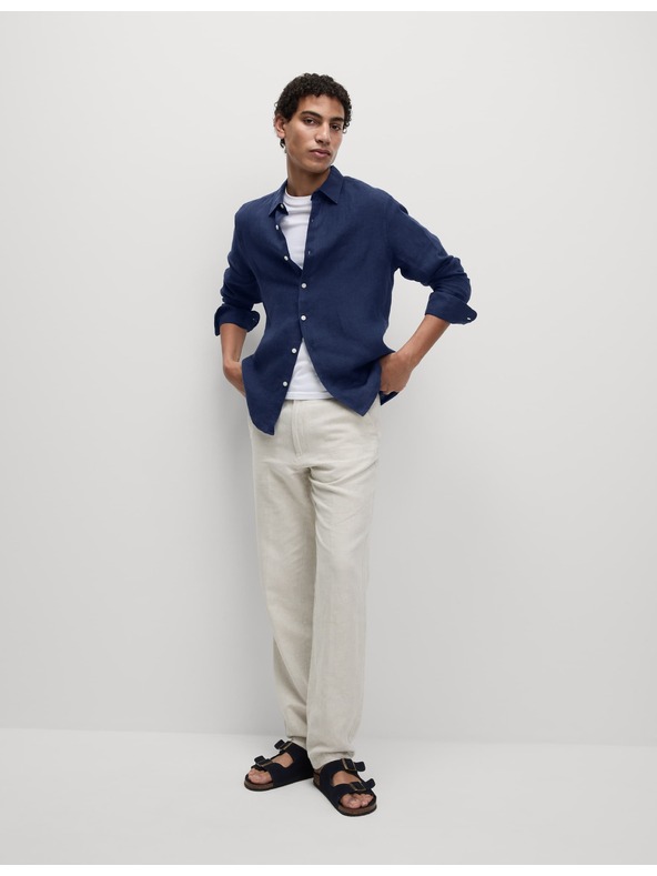 Marks & Spencer Риза от чист лен Marks & Spencer синя