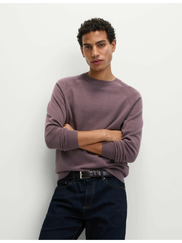 Marks & Spencer Пуловер от чист памук, с деколте към врата Marks & Spencer лилава