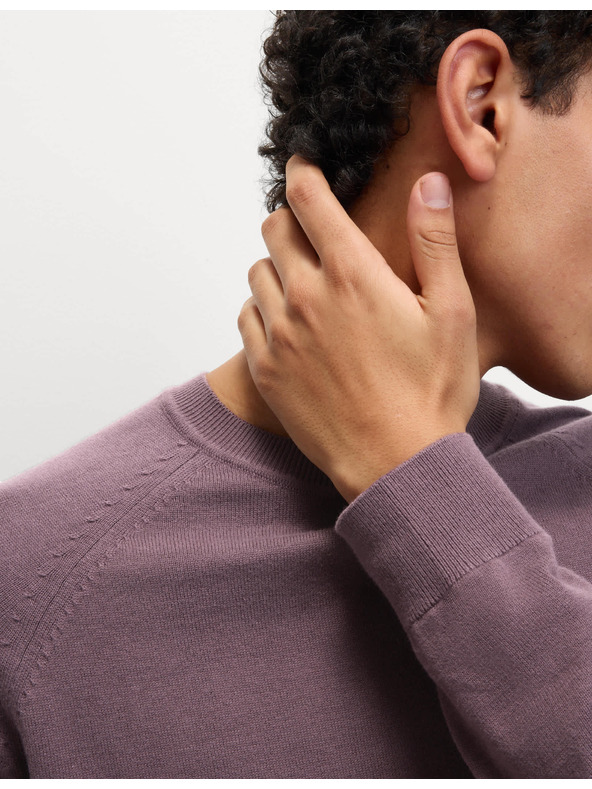 Marks & Spencer Пуловер от чист памук, с деколте към врата Marks & Spencer лилава