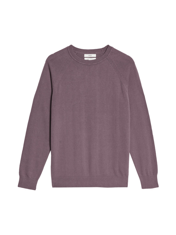 Marks & Spencer Пуловер от чист памук, с деколте към врата Marks & Spencer лилава