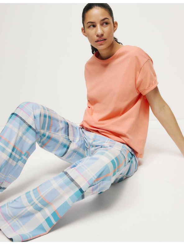 Marks & Spencer Карирана пижама от чист памук Marks & Spencer оранжева