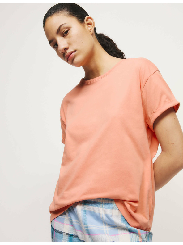 Marks & Spencer Карирана пижама от чист памук Marks & Spencer оранжева