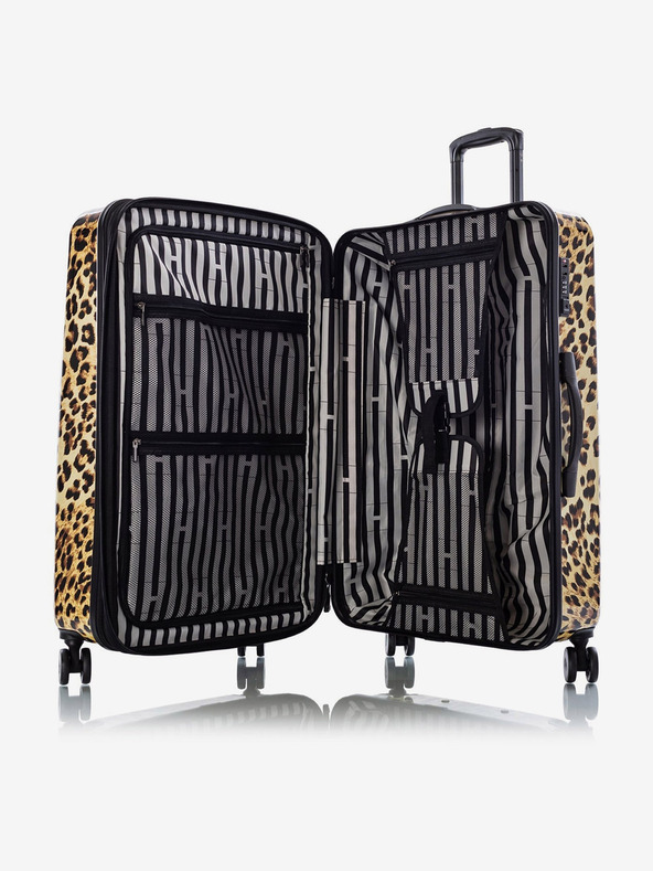 Heys Черно-кафяв пътнически куфар с шарка Heys Brown Leopard L