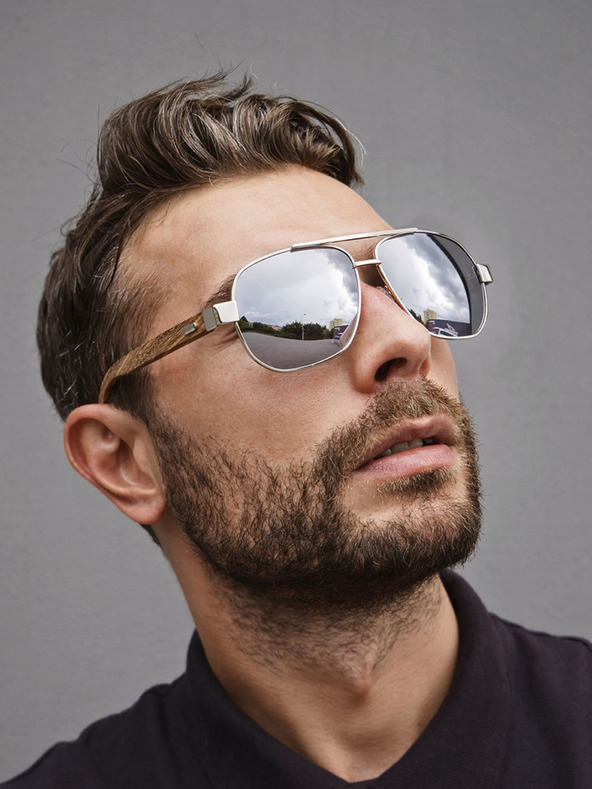 VEYREY VeyRey Дървени пилотни слънчеви очила Pent Silver Очила