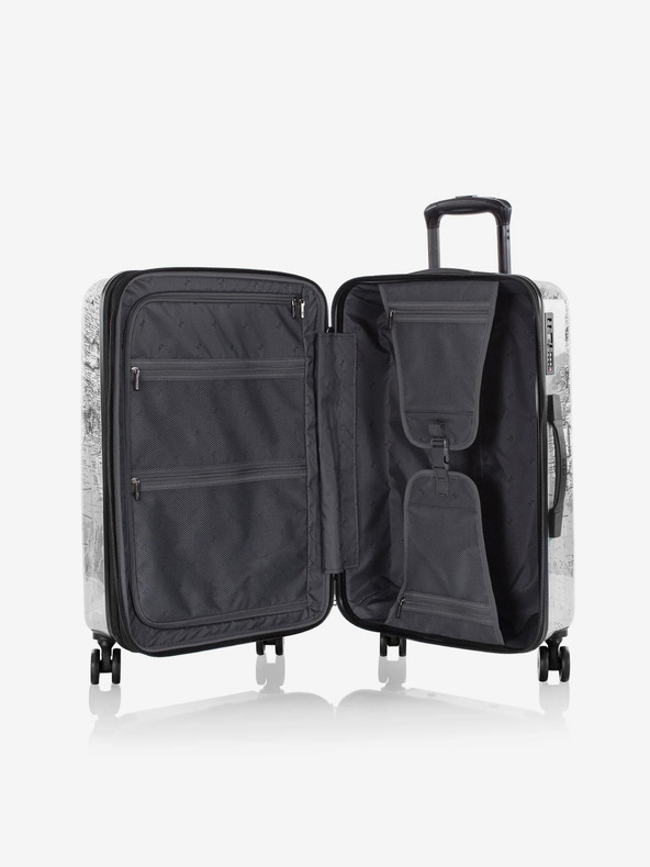 Heys Пътнически куфар с черно-бяла шарка Heys Journey 3G M Черно-бяла карта