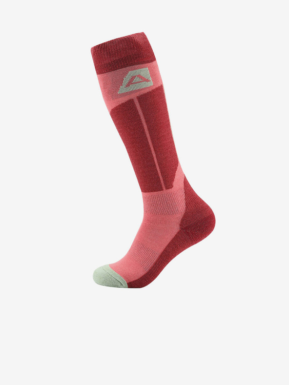 ALPINE PRO Розово-червени унисекс чорапи от мериносова вълна ALPINE PRO RODE