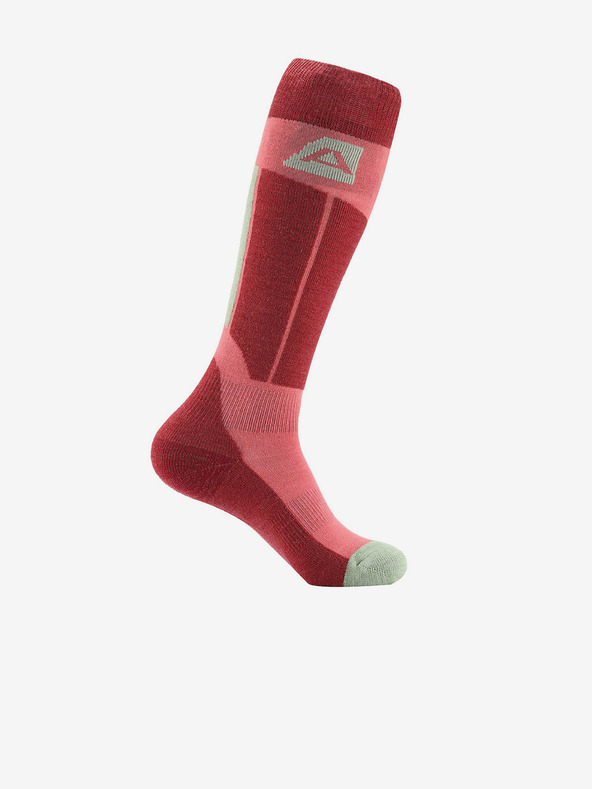 ALPINE PRO Розово-червени унисекс чорапи от мериносова вълна ALPINE PRO RODE