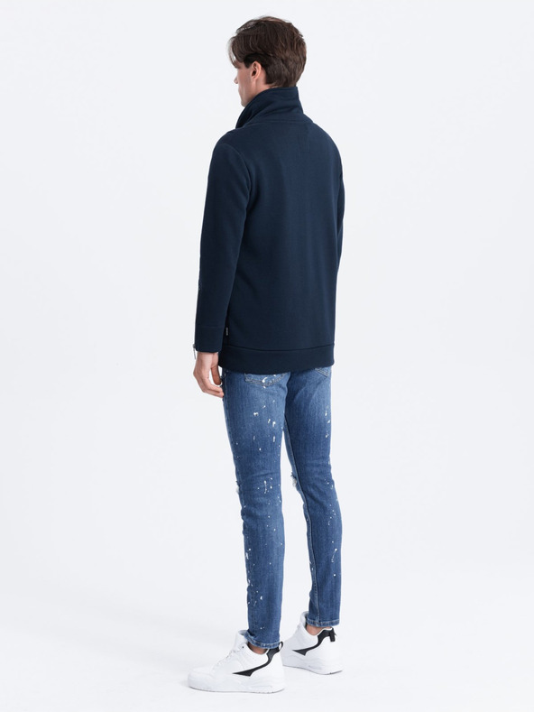 Ombre Clothing Тъмносин мъжки суитчър с асиметрично закопчаване Ombre Clothing