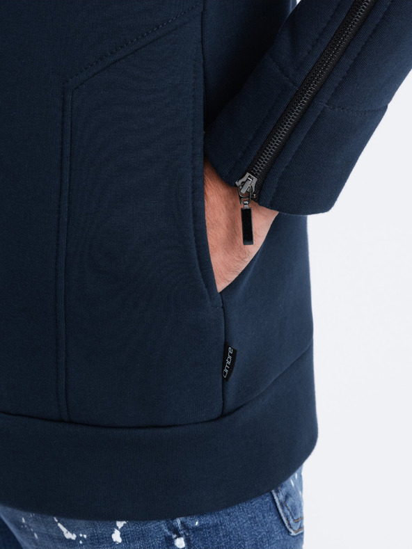 Ombre Clothing Тъмносин мъжки суитчър с асиметрично закопчаване Ombre Clothing