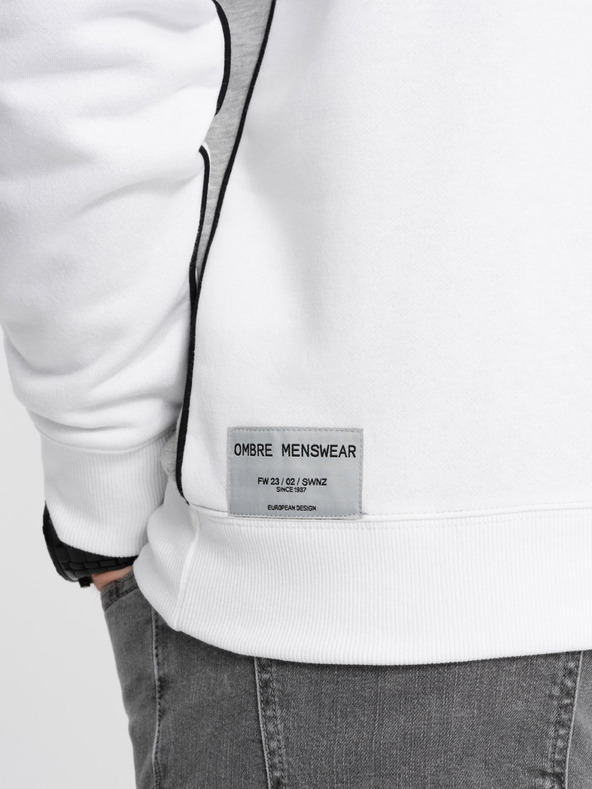 Ombre Clothing Сив и бял мъжки суитшърт Ombre Clothing