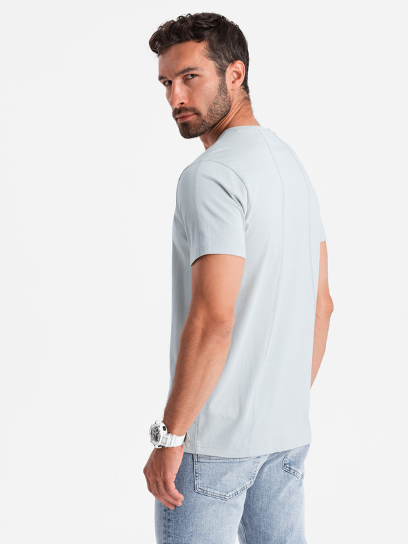 Ombre Clothing Сива мъжка тениска с нежна бродерия Ombre Clothing