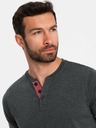 Ombre Clothing Черна мъжка тениска тип "хенли" Ombre Clothing
