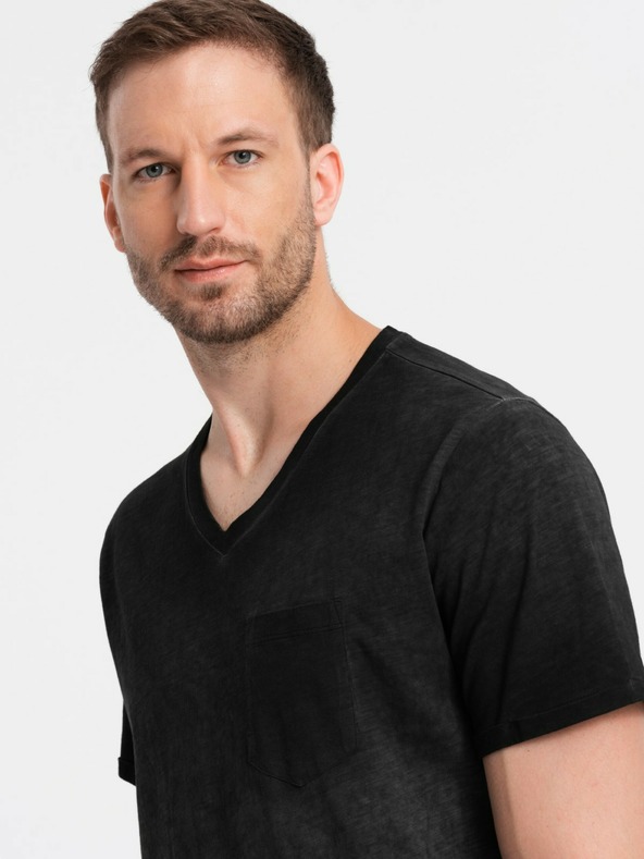 Ombre Clothing Черна мъжка тениска на райета Ombre Clothing