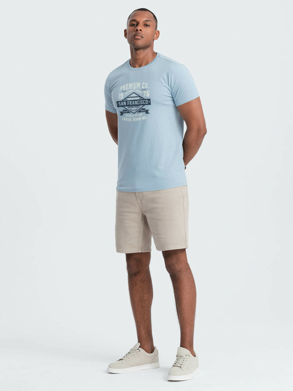 Ombre Clothing Светлосиня мъжка тениска с принт San Francisco Ombre Clothing