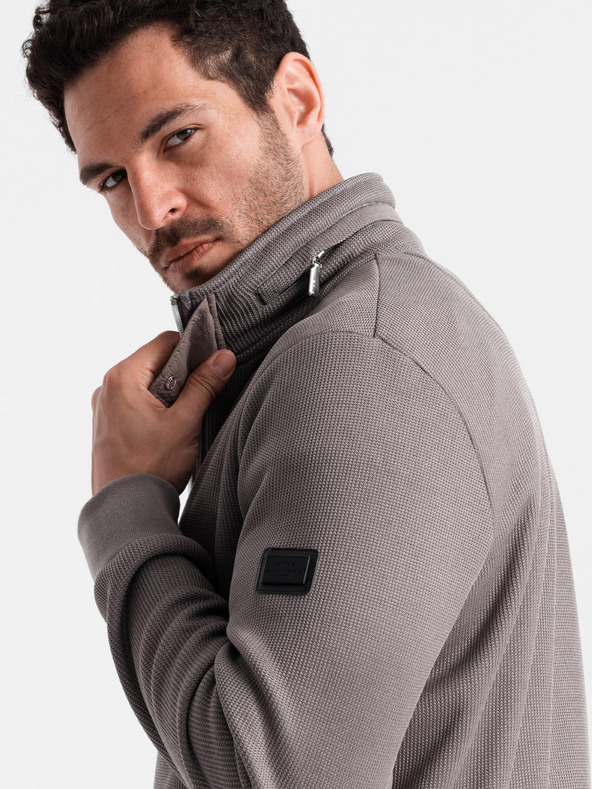 Ombre Clothing Сиво мъжко яке с висока яка и вътрешна част от полар Ombre Clothing