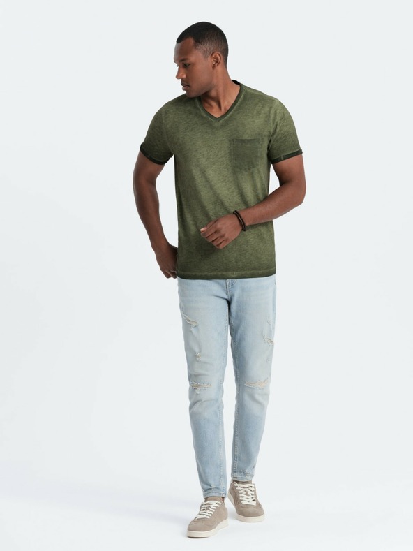 Ombre Clothing Зелена мъжка риза на райета Ombre Clothing