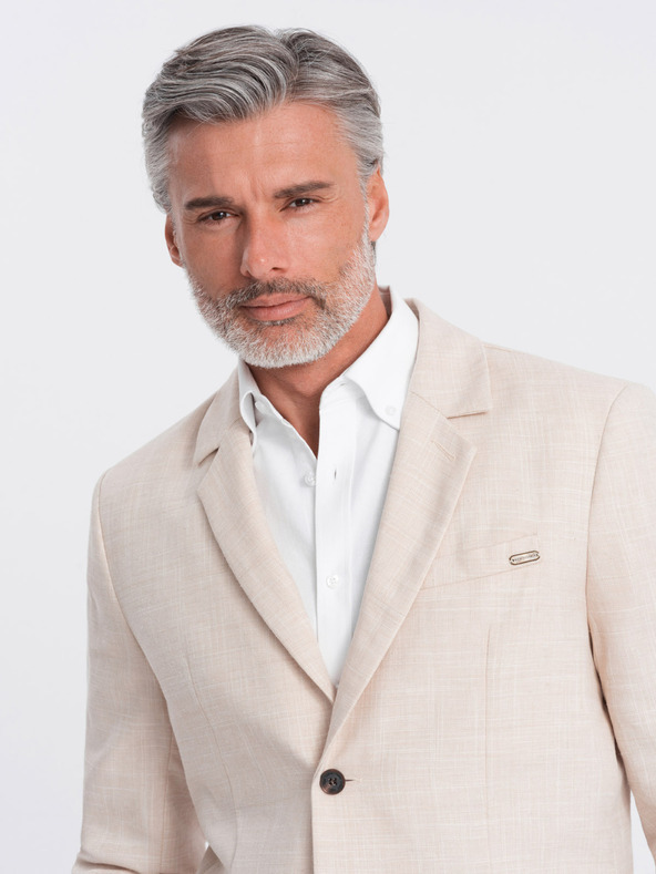 Ombre Clothing Кремав мъжки блейзър Ombre Clothing