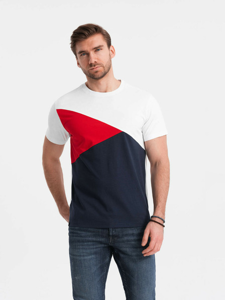 Ombre Clothing Червено-бяла мъжка памучна тениска Ombre Clothing