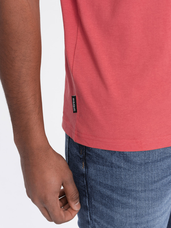 Ombre Clothing Коралова мъжка основна тениска Ombre Clothing