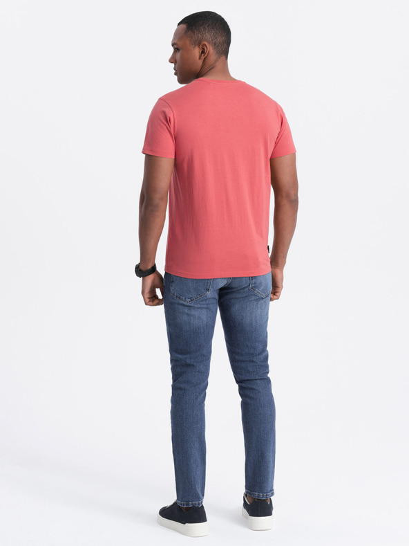 Ombre Clothing Коралова мъжка основна тениска Ombre Clothing