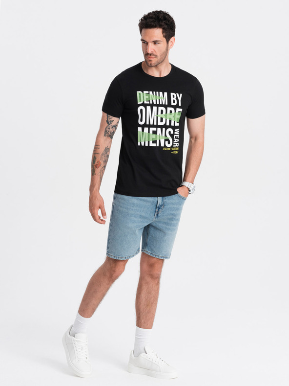 Ombre Clothing Черна мъжка памучна тениска Ombre Clothing