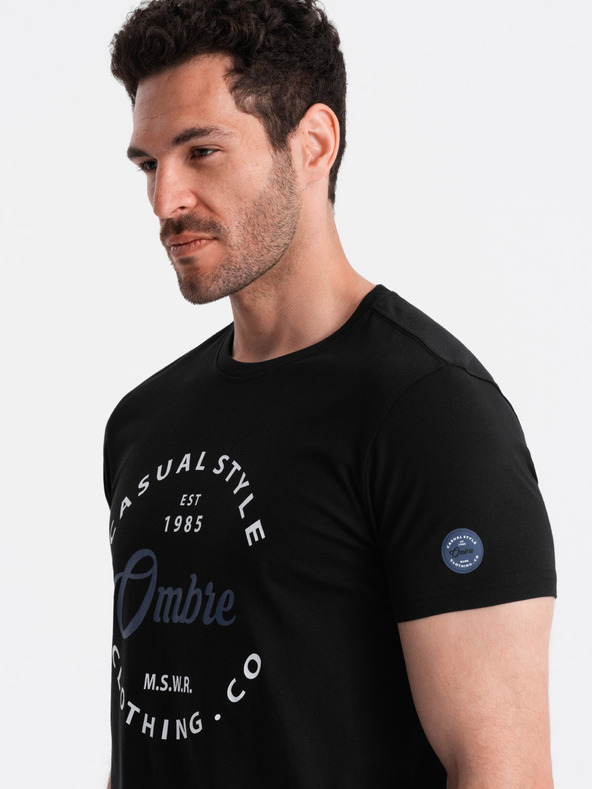 Ombre Clothing Черна мъжка тениска с щампа Ombre Clothing