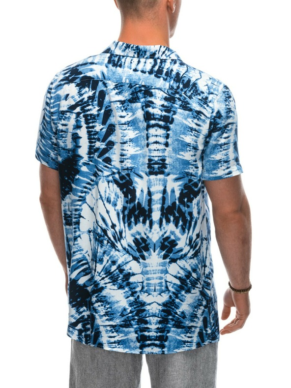 Ombre Clothing Модерна бяла мъжка риза с къс ръкав Ombre Clothing