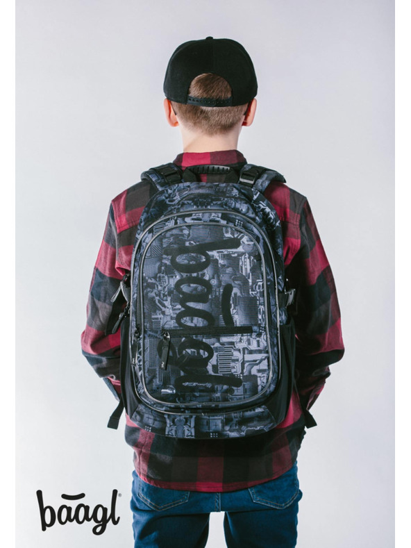 BAAGL  Сива ученическа раница Baagl Core Technic