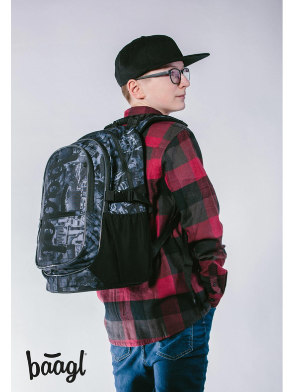 BAAGL  Сива ученическа раница Baagl Core Technic