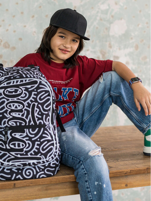 BAAGL  Черен шарен училищен комплект - раница, моливник, чанта Baagl Core Element