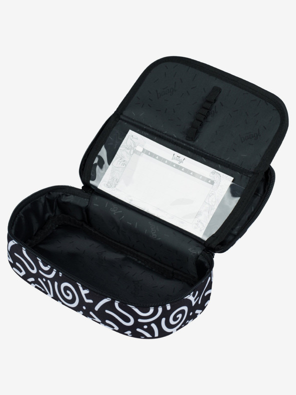 BAAGL  Черен шарен училищен комплект - раница, моливник, чанта Baagl Core Element