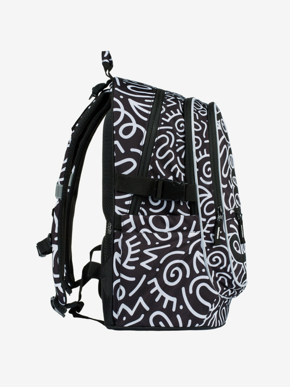 BAAGL  Черен шарен училищен комплект - раница, моливник, чанта Baagl Core Element