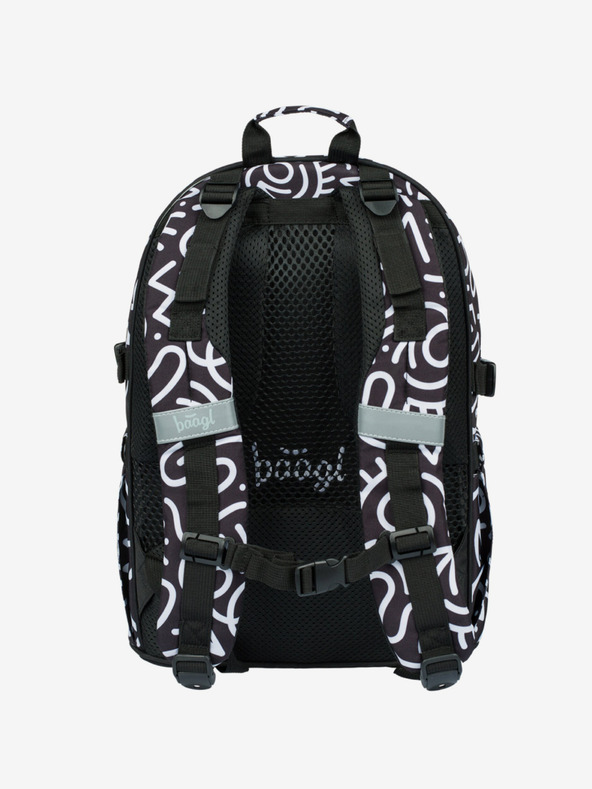 BAAGL  Черен шарен училищен комплект - раница, моливник, чанта Baagl Core Element