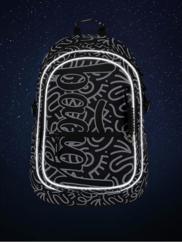 BAAGL  Черен шарен училищен комплект - раница, моливник, чанта Baagl Core Element