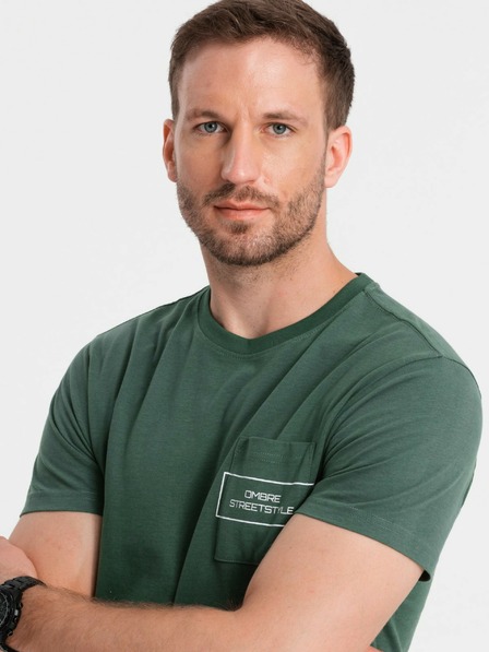 Ombre Clothing Мъжка памучна тениска с джобен печат Ombre Streetstyle Ombre Clothing