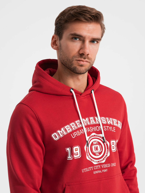 Ombre Clothing Мъжки суитчър с кенгуру с щампа Ombre Облекло