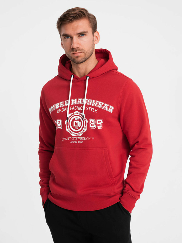 Ombre Clothing Мъжки суитчър с кенгуру с щампа Ombre Облекло