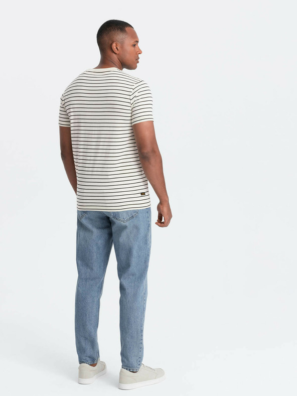 Ombre Clothing Мъжка тениска на райета с кръпка Ombre Clothing