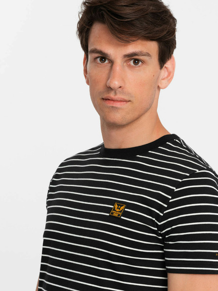 Ombre Clothing Мъжка тениска на райета с кръпка Ombre Clothing