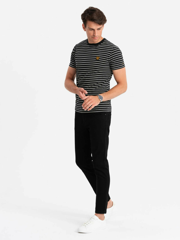 Ombre Clothing Мъжка тениска на райета с кръпка Ombre Clothing