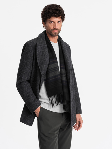 Ombre Clothing Късо двуредно мъжко палто от вълнена смес Ombre Clothing V1 OM-COWC-0115