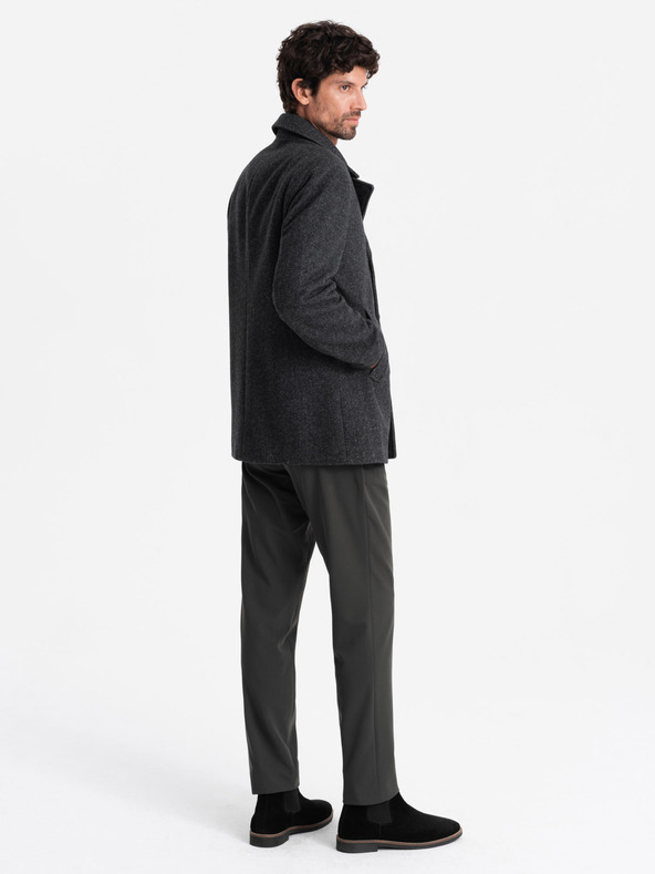 Ombre Clothing Късо двуредно мъжко палто от вълнена смес Ombre Clothing V1 OM-COWC-0115