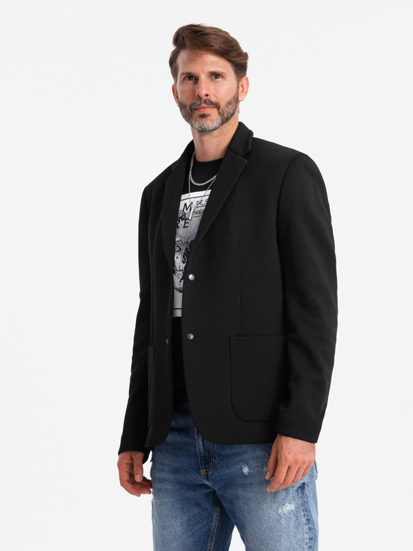 Ombre Clothing Мъжко яке с висока яка и качулка черно Ombre Clothing