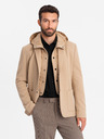 Ombre Clothing Мъжко яке с висока яка и качулка светлокафяво Ombre Clothing