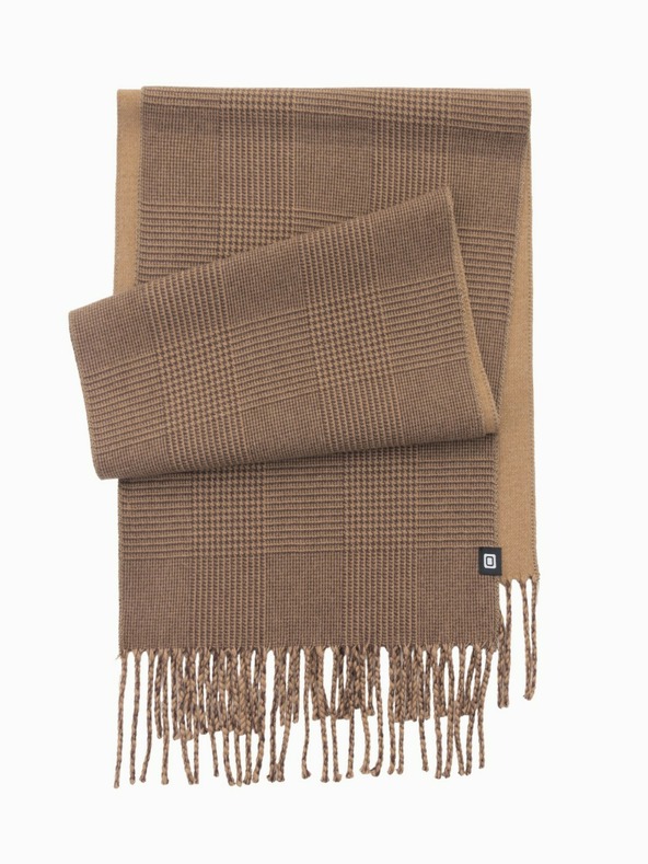 Ombre Clothing Мъжки двустранен кариран шал с ресни кафяво и бежово омбре облекло