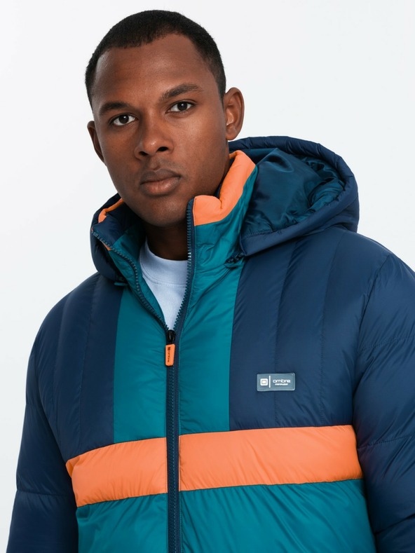 Ombre Clothing Мъжко ретро спортно яке в тъмно синьо и оранжево Ombre Clothing