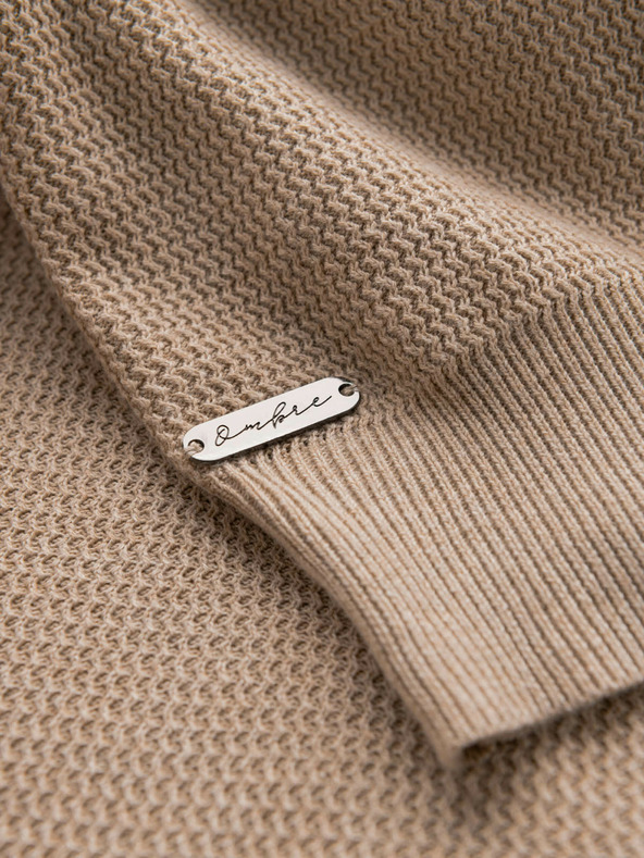 Ombre Clothing Мъжки меланж структуриран плетен пуловер пясъчен Ombre Clothing