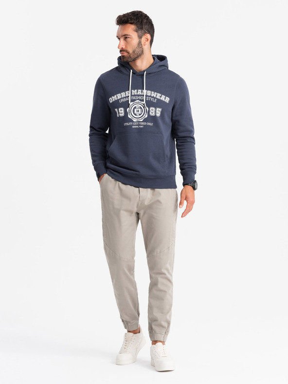 Ombre Clothing Мъжки плетени долнища с маншети сиви Ombre Clothing