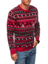Edoti Мъжки коледен пуловер с норвежки шарки червен EDOTI